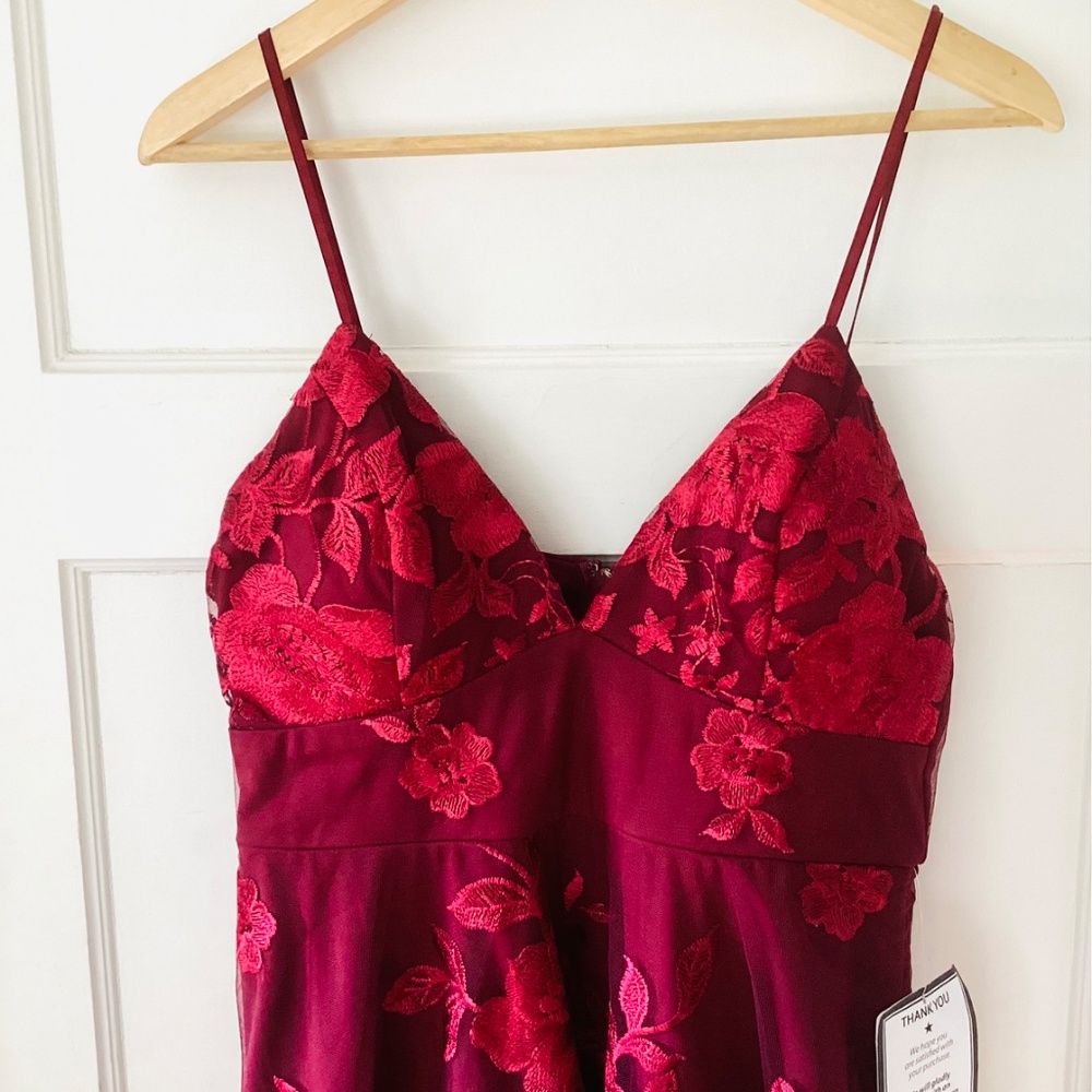 TRIXXI Womens Low Cut Spaghetti Strap V Neck Short Evening Fit+Flare Dress Sz 11 - Picture 6 of 16